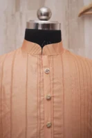 Peach Silk Kurta with Handcrafted Animal Motif Design