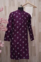 Deep Purple Ikat Print Cotton Kurta for Men