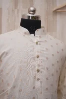 Ivory Silk Kurta with Colorful Flamingo Embroidery