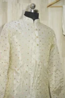 Ivory Silk Kurta with Multicolor Sequin Detailing