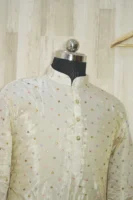 Ivory Silk Kurta with Multicolor Sequin Detailing