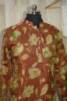 Rust Gold Floral Banarasi Silk Kurta for Men