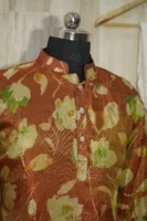 Rust Gold Floral Banarasi Silk Kurta for Men