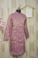 Dusty Rose Banarasi Silk Kurta with Zari Motifs