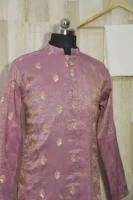 Dusty Rose Banarasi Silk Kurta with Zari Motifs