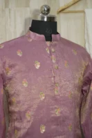 Dusty Rose Banarasi Silk Kurta with Zari Motifs