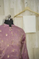 Dusty Rose Banarasi Silk Kurta with Zari Motifs