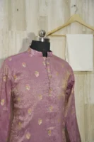 Dusty Rose Banarasi Silk Kurta with Zari Motifs