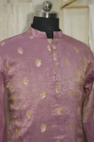 Dusty Rose Banarasi Silk Kurta with Zari Motifs