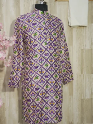 Elegant Multicolor Patola Print Silk Blend Kurta