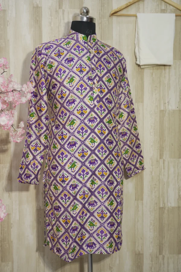 Elegant Multicolor Patola Print Silk Blend Kurta