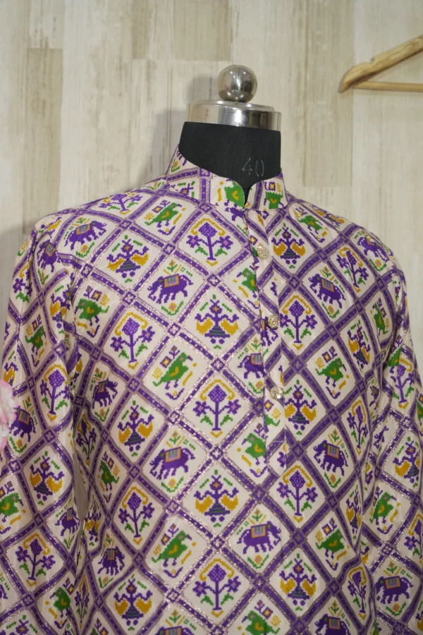 Elegant Multicolor Patola Print Silk Blend Kurta