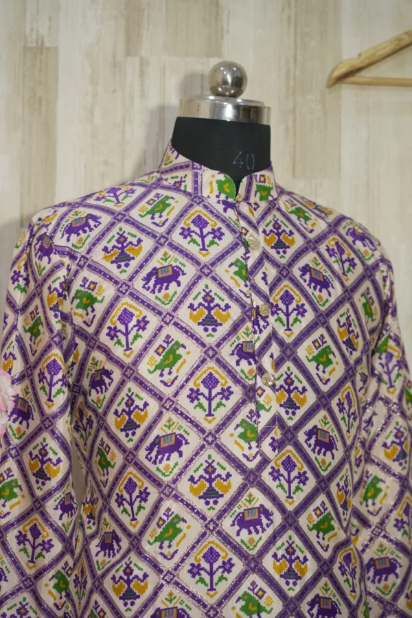 Elegant Multicolor Patola Print Silk Blend Kurta