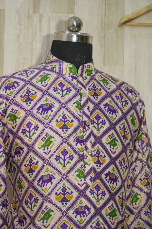 Elegant Multicolor Patola Print Silk Blend Kurta
