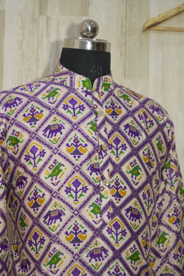 Elegant Multicolor Patola Print Silk Blend Kurta