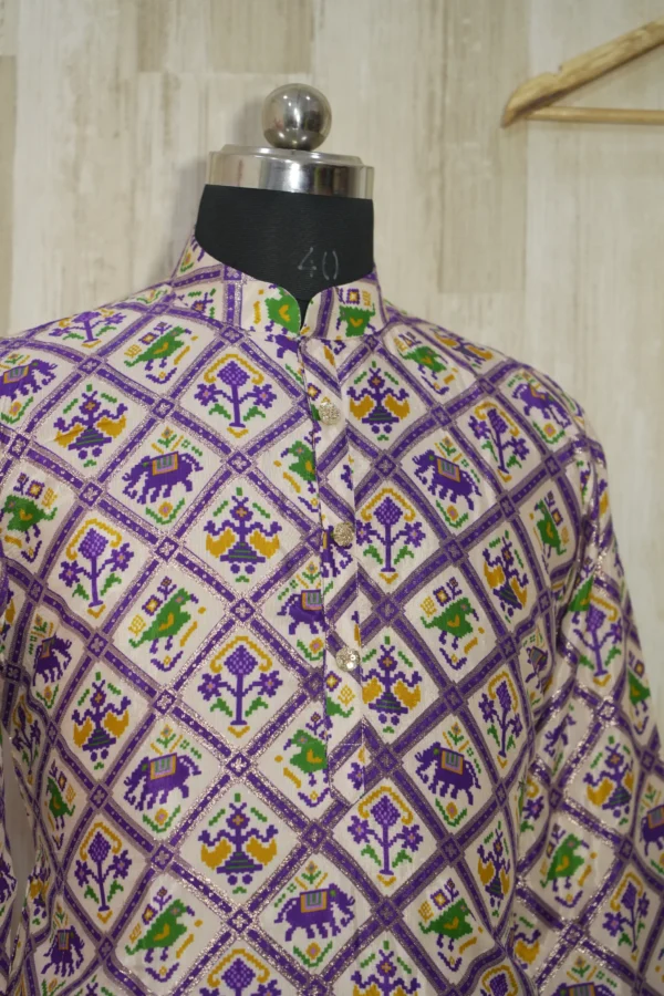 Elegant Multicolor Patola Print Silk Blend Kurta