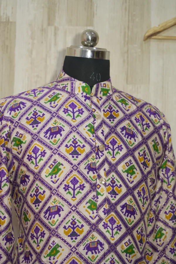 Elegant Multicolor Patola Print Silk Blend Kurta
