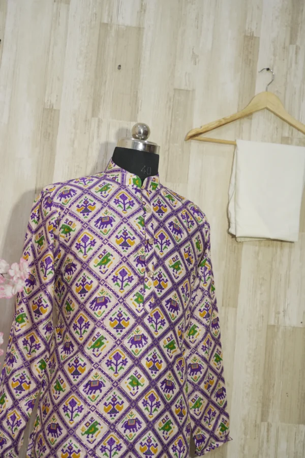 Elegant Multicolor Patola Print Silk Blend Kurta
