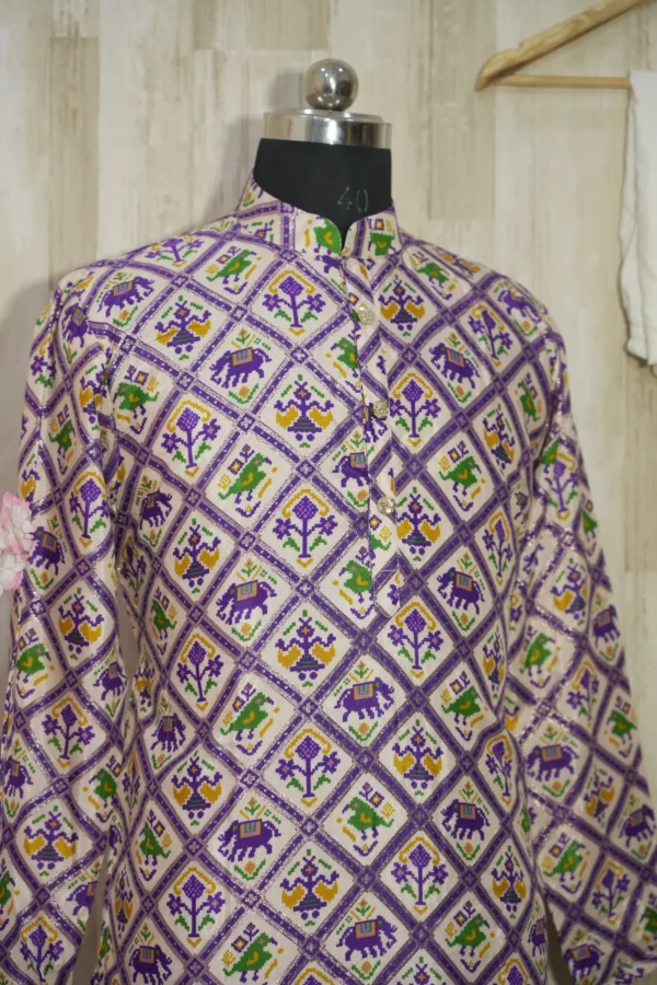Elegant Multicolor Patola Print Silk Blend Kurta