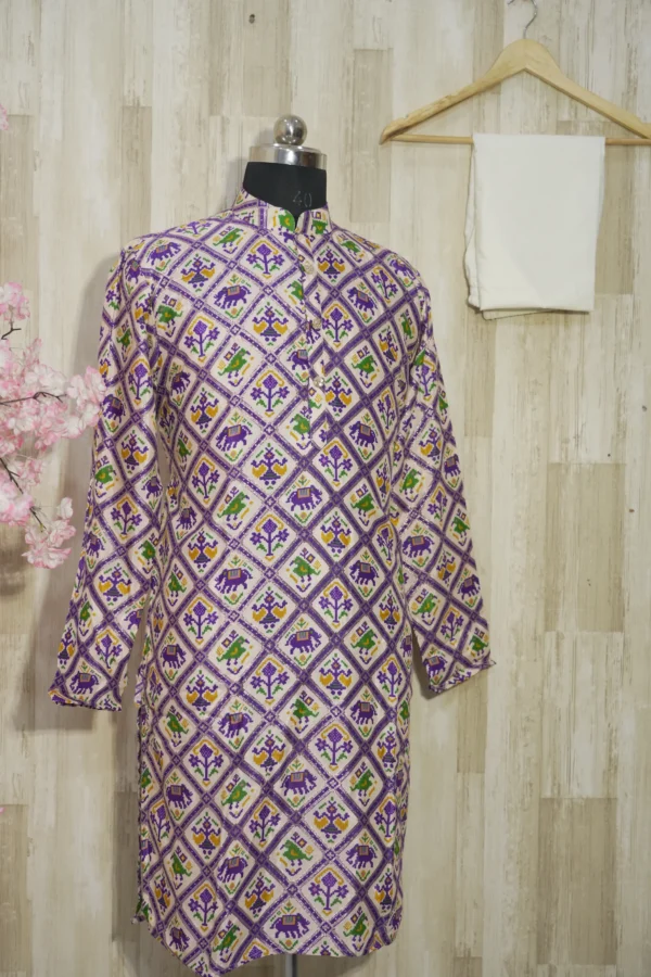 Elegant Multicolor Patola Print Silk Blend Kurta