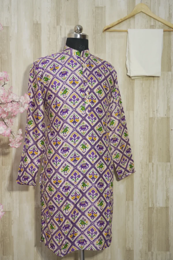 Elegant Multicolor Patola Print Silk Blend Kurta