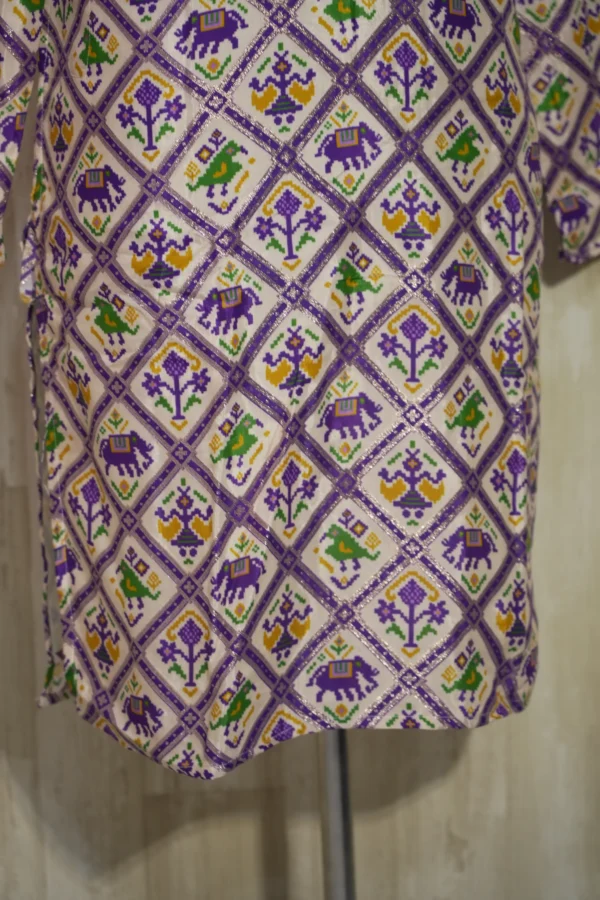 Elegant Multicolor Patola Print Silk Blend Kurta
