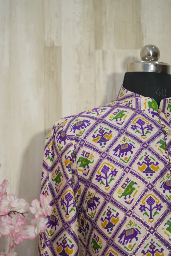 Elegant Multicolor Patola Print Silk Blend Kurta