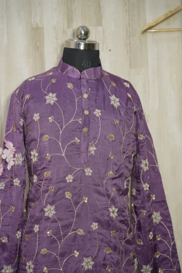 Purple Floral Embroidered Kurta