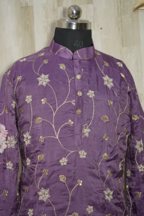 Purple Floral Embroidered Kurta