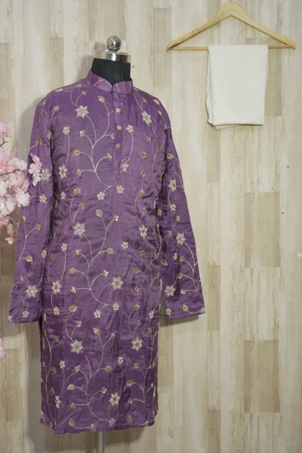 Purple Floral Embroidered Kurta