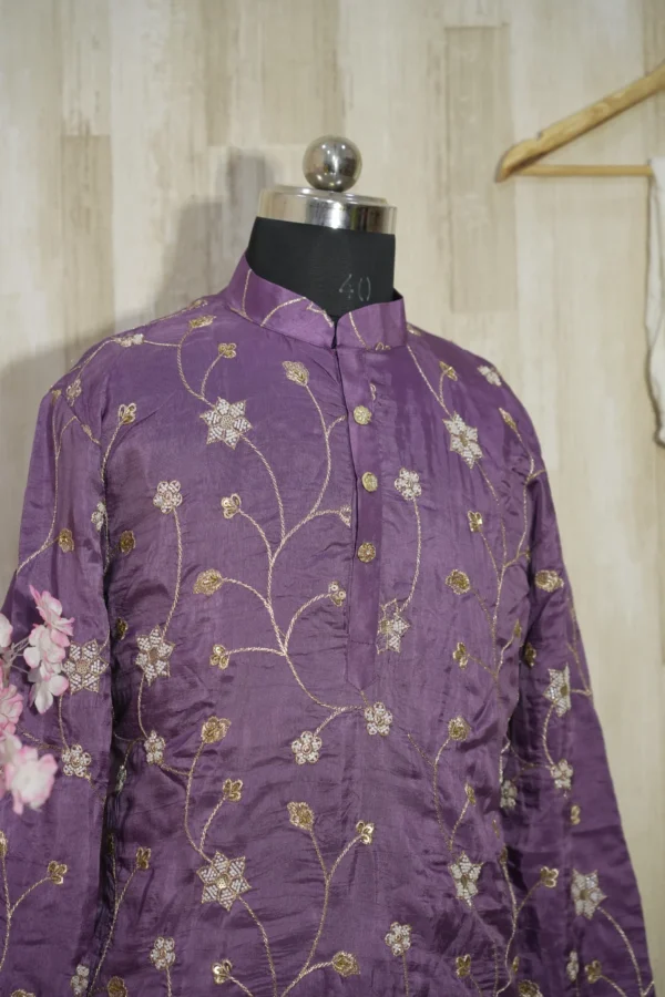 Purple Floral Embroidered Kurta