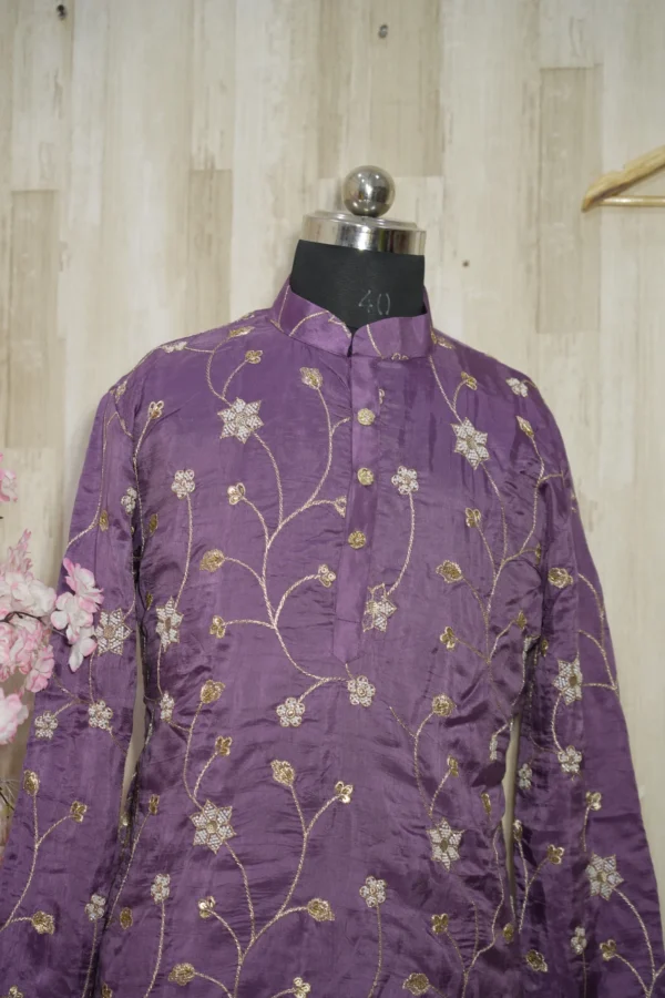 Purple Floral Embroidered Kurta