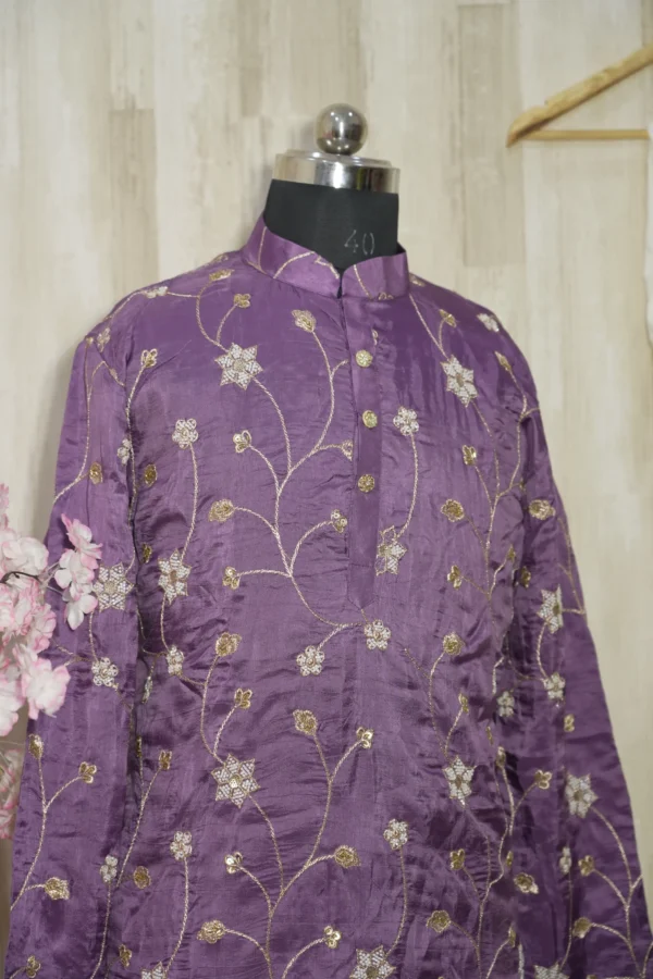 Purple Floral Embroidered Kurta