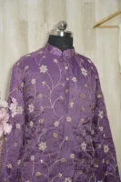 Purple Floral Embroidered Kurta