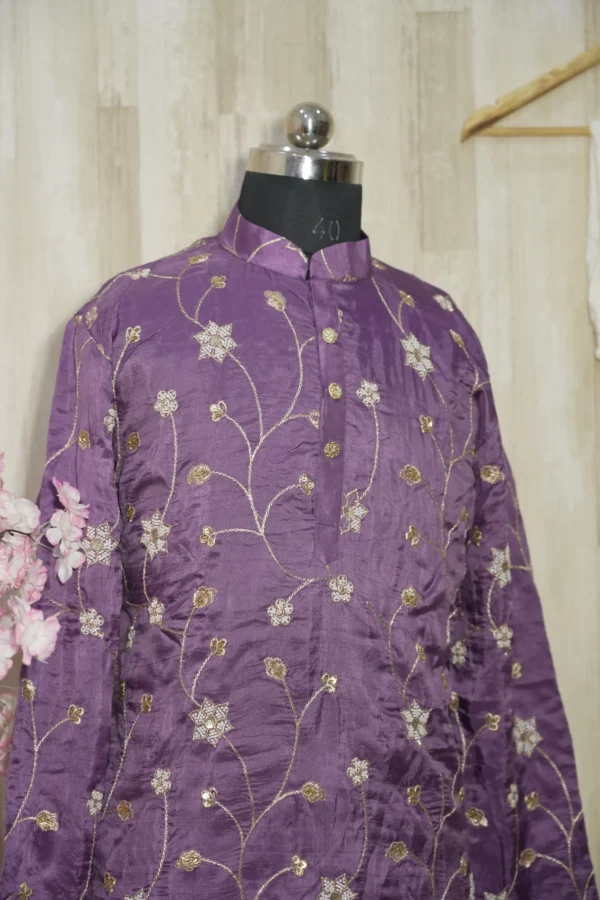 Purple Floral Embroidered Kurta