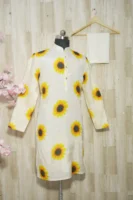 Ivory Silk Kurta with Sunflower Print