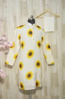 Ivory Silk Kurta with Sunflower Print