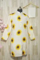 Ivory Silk Kurta with Sunflower Print
