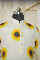 Ivory Silk Kurta with Sunflower Print