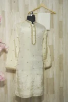 Royal Ivory Silk Kurta with Golden Embroidery