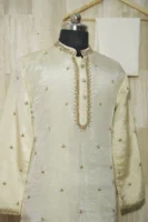 Royal Ivory Silk Kurta with Golden Embroidery