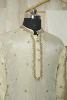 Royal Ivory Silk Kurta with Golden Embroidery