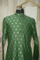 Emerald Green Silk Kurta with Golden Zari Motifs