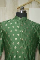 Emerald Green Silk Kurta with Golden Zari Motifs