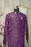 Royal Purple Silk Kurta with Zari Polka Embellishments