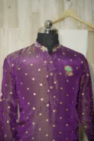 Royal Purple Silk Kurta with Zari Polka Embellishments