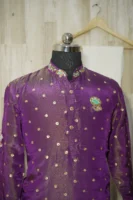 Royal Purple Silk Kurta with Zari Polka Embellishments