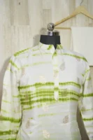 Lime Green & White Ombre Silk Kurta Set