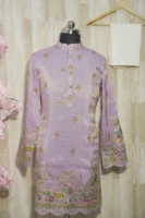 Elegant Mint Green Floral Embroidered Silk Kurta