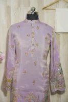 Elegant Mint Green Floral Embroidered Silk Kurta